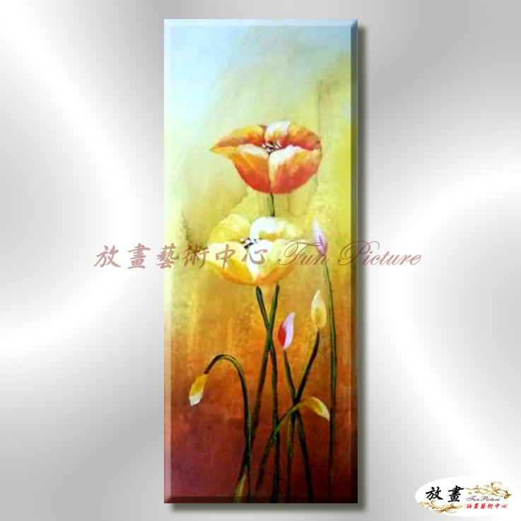 裝飾花卉C243 純手繪 油畫 直幅 黃褐 暖色系 掛畫 招財 風水 裝修 無框畫 玄關 室內設計
