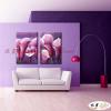 2拼海竽P13 純手繪 油畫 直幅*2 紫色 冷色系 裝飾 掛畫 無框畫 民宿 餐廳 裝潢 室內設計