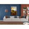 古典風景GD112 純手繪 油畫 直幅 黃褐 暖色系 山水 門市 客廳 裝飾 招財 風水 民宿 實拍影片