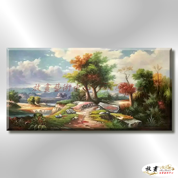 古典風景GD114 純手繪 油畫 橫幅 多彩 中性色系 山水 門市 客廳 裝飾 招財 風水 民宿 辦公室