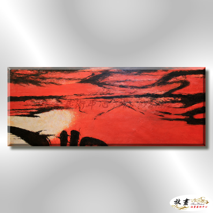 名家抽象A31 純手繪 油畫 橫幅 紅色 暖色系 無框畫 名畫 色塊 現代抽象 近代名家 實拍影片
