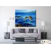海景O08 純手繪 油畫 橫幅 藍色 冷色系 大海 藍天 海灣 海浪 夕陽 裝潢 室內設計 客廳掛畫