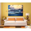海景O09 純手繪 油畫 橫幅 藍色 冷色系 大海 藍天 海灣 海浪 夕陽 裝潢 室內設計 客廳掛畫