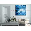 浪景W16 純手繪 油畫 方形 藍色 冷色系 大海 藍天 海灣 海浪 夕陽 裝潢 室內設計 客廳掛畫