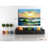浪景W19 純手繪 油畫 橫幅 藍綠 冷色系 大海 藍天 海灣 海浪 夕陽 裝潢 室內設計 客廳掛畫
