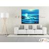 浪景W24 純手繪 油畫 橫幅 藍色 冷色系 大海 藍天 海灣 海浪 夕陽 裝潢 室內設計 客廳掛畫