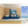 浪景W26 純手繪 油畫 橫幅 藍色 冷色系 大海 藍天 海灣 海浪 夕陽 裝潢 室內設計 客廳掛畫
