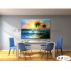 浪景W37 純手繪 油畫 橫幅 藍綠 冷色系 大海 藍天 海灣 海浪 夕陽 裝潢 室內設計 客廳掛畫