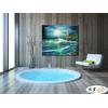 浪景W42 純手繪 油畫 橫幅 藍色 冷色系 大海 藍天 海灣 海浪 夕陽 裝潢 室內設計 客廳掛畫