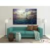 船景S67 純手繪 油畫 橫幅 藍綠 冷色系 大海 藍天 海灣 海浪 夕陽 裝潢 室內設計 客廳掛畫