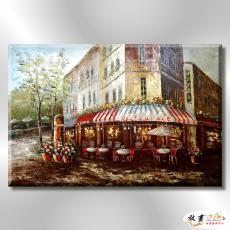 街景SV17 純手繪 油畫 橫幅 褐咖 中性色系 都會 城市 裝飾 無框 民宿 餐廳 裝潢 室內設計