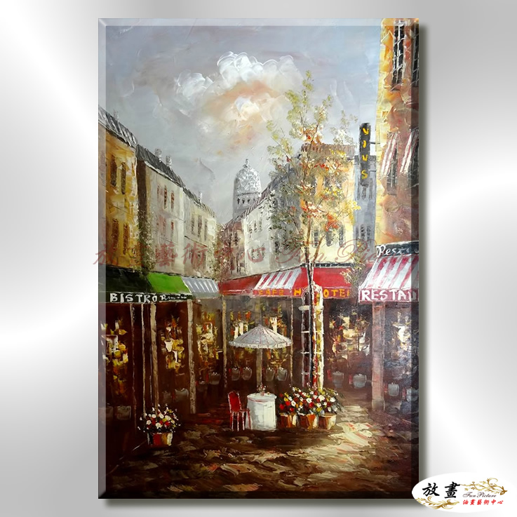 街景SV18 純手繪 油畫 直幅 褐咖 中性色系 都會 城市 裝飾 無框 民宿 餐廳 裝潢 室內設計