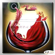 酒杯NF105 純手繪 油畫 方形 紅色 暖色系 抽象 掛畫 無框畫 民宿 餐廳 裝潢 室內設計