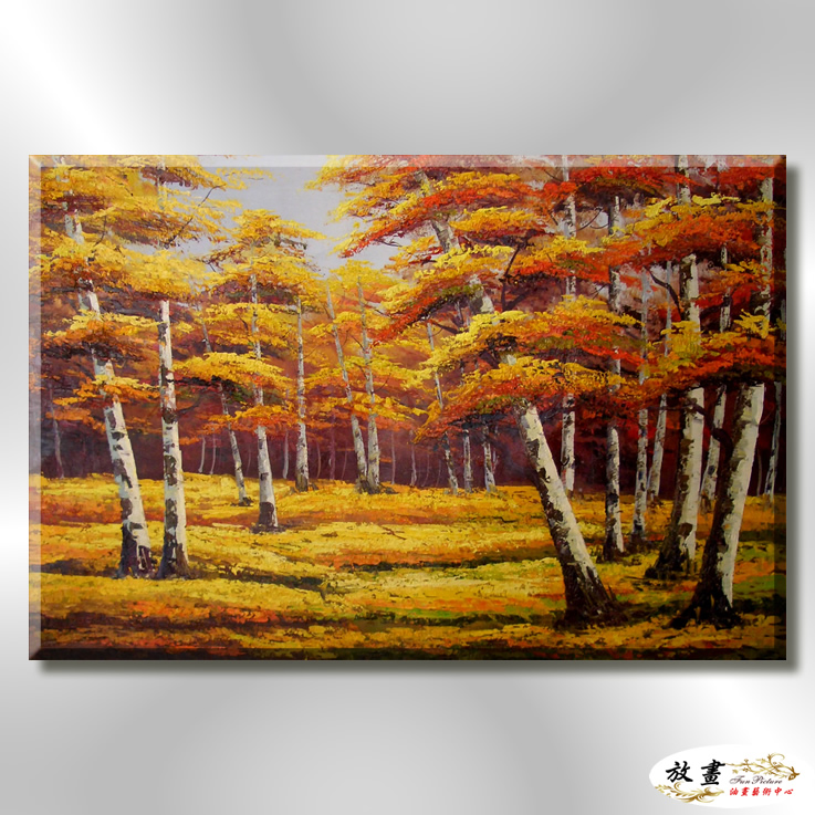 樹林景F138 純手繪 油畫 橫幅 黃褐 暖色系 山水 藝術畫 掛畫 民宿 餐廳 裝潢 室內設計 辦公室