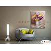 裝飾花卉NF090 純手繪 油畫 直幅 黃紫 中性色系 掛畫 畫飾 無框畫 民宿 餐廳 裝潢 室內設計
