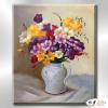 裝飾花卉NF095 純手繪 油畫 直幅 灰紫 中性色系 掛畫 畫飾 無框畫 民宿 餐廳 裝潢 室內設計