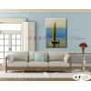 裝飾風景NF104 純手繪 油畫 直幅 黃藍 中性色系 印象 掛畫 無框畫 民宿 餐廳 裝潢 室內設計