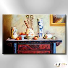 瓷器ST01 純手繪 油畫 橫幅 紅褐 暖色系 裝飾 畫飾 無框畫 寫實 靜物 餐廳 裝潢 室內設計