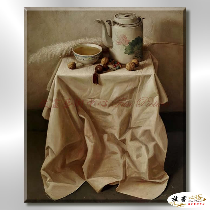 瓷器ST21 純手繪 油畫 直幅 褐咖 中性色系 裝飾 畫飾 無框畫 寫實 靜物 餐廳 裝潢 室內設計