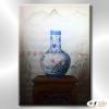 瓷器ST23 純手繪 油畫 直幅 藍咖 中性色系 裝飾 畫飾 無框畫 寫實 靜物 餐廳 裝潢 室內設計