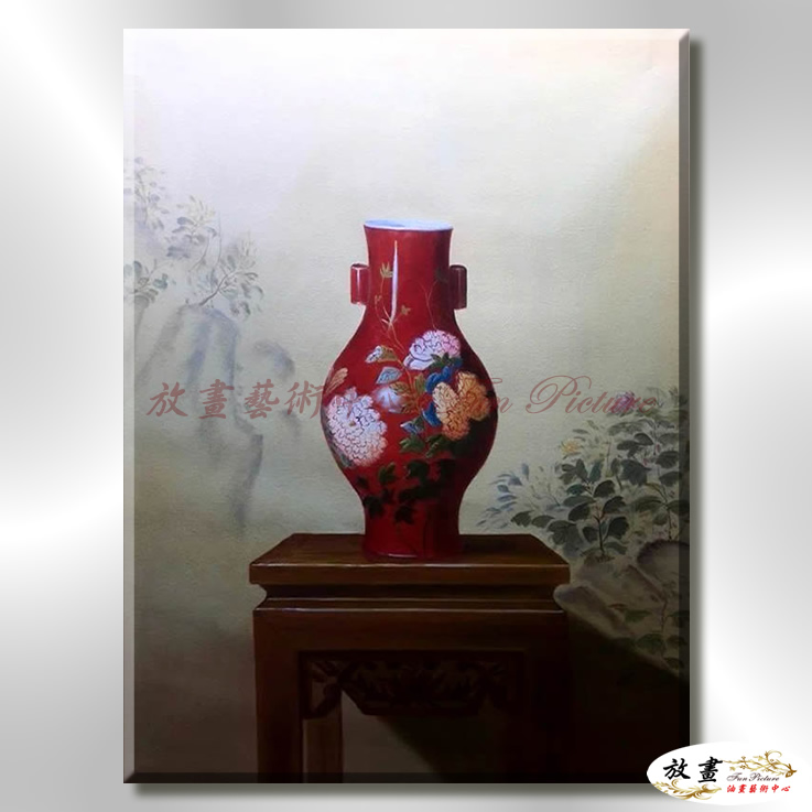 瓷器ST25 純手繪 油畫 直幅 紅咖 暖色系 裝飾 畫飾 無框畫 寫實 靜物 餐廳 裝潢 室內設計
