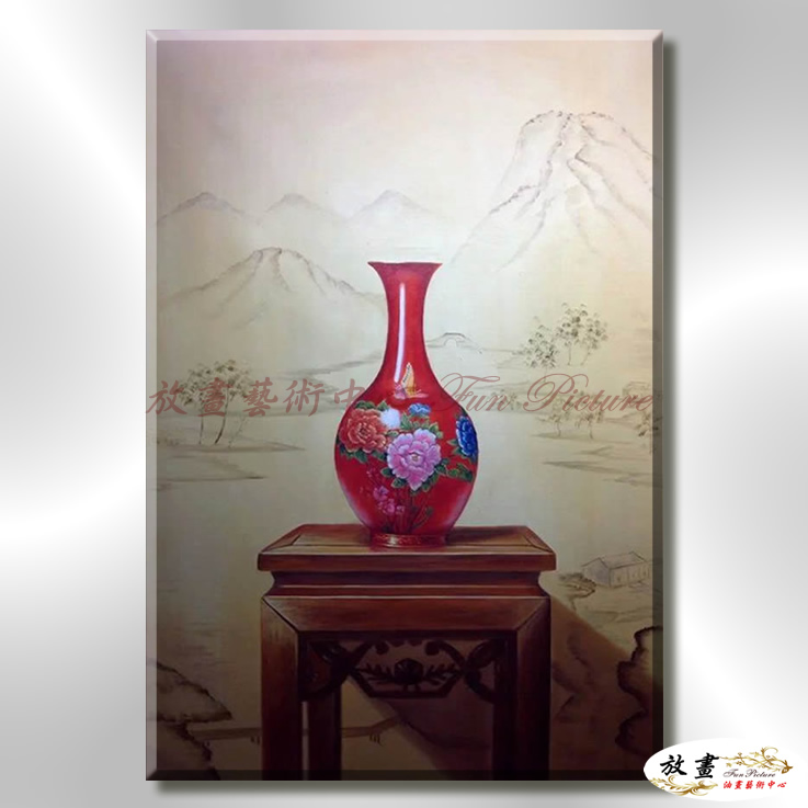 瓷器ST35 純手繪 油畫 直幅 紅咖 暖色系 裝飾 畫飾 無框畫 寫實 靜物 餐廳 裝潢 室內設計