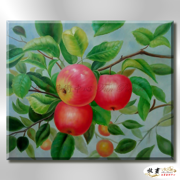 蘋果ST170 純手繪 油畫 橫幅 紅綠 中性色系 無框畫 圓圓滿滿 平安大吉 鴻運當頭 餐廳