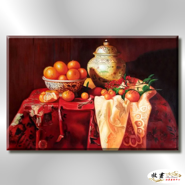 橘子ST175 純手繪 油畫 橫幅 紅咖 暖色系 無框畫 圓圓滿滿 平安大吉 鴻運當頭 餐廳