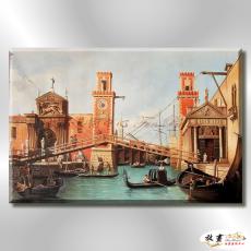 地中海風景De116 純手繪 油畫 橫幅 褐藍 中性色系 浪漫 歐式 咖啡廳 民宿 餐廳 海岸線 藝術品
