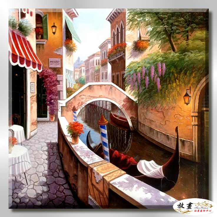 地中海風景De145 純手繪 油畫 方形 褐灰 中性色系 浪漫 歐式 咖啡廳 民宿 餐廳 海岸線 藝術品