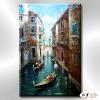 地中海風景De151 純手繪 油畫 直幅 褐藍 中性色系 浪漫 歐式 咖啡廳 民宿 餐廳 海岸線 藝術品